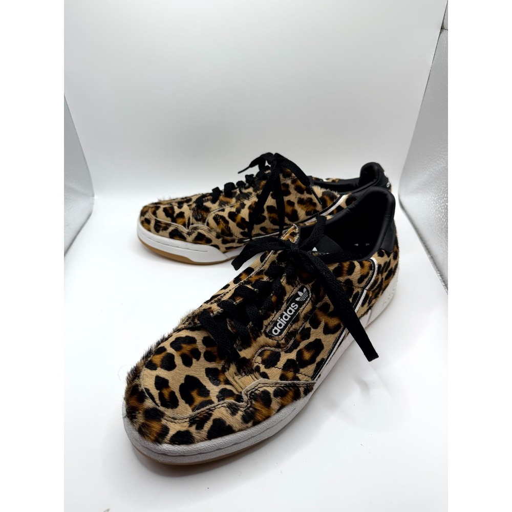 Adidas Continental 80 Leopard Men 7.5 Sneaker Core Black White Gum Lace Up Shoes